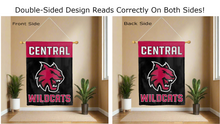 Load image into Gallery viewer, central wildcats logo reading correctly on both sides of central washington university house flag

