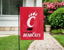 Load image into Gallery viewer, red cincinnati bearcats double sided garden flag for yard decor
