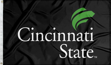 Load image into Gallery viewer, black cincinnati technical and community college flag for college dorm decor
