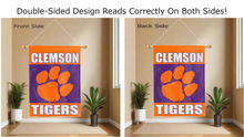 Load image into Gallery viewer, clemson tigers logo reading correctly on both sides of a three panel double sided house flag
