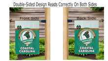 Load image into Gallery viewer, coastal carolina baseball college world series 2025 logo reading correctly on both sides of garden flag
