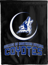 Load image into Gallery viewer, black college of southern nevada coyotes double sided house flag for game day decor
