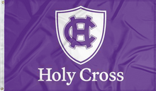 Load image into Gallery viewer, purple college of the holy cross flag for college dorm decor
