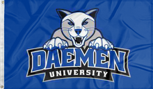 Load image into Gallery viewer, blue daemen university flag for college dorm decor

