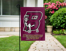 Load image into Gallery viewer, double sided garden flag with bloomsburg huskies b logo for yard decor
