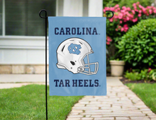 Load image into Gallery viewer, double sided garden flag with north carolina football logo for yard decor
