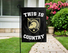 Load image into Gallery viewer, double sided garden flag with this is army west point country logo
