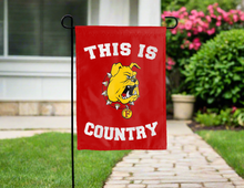 Load image into Gallery viewer, double sided garden flag with this is ferris state country logo for yard decor
