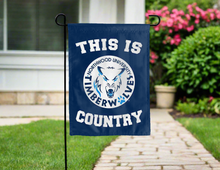 Load image into Gallery viewer, garden flag with this is northwood university timberwolves country logo
