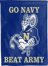 Load image into Gallery viewer, blue house flag with go navy beat army logo for man cave decor
