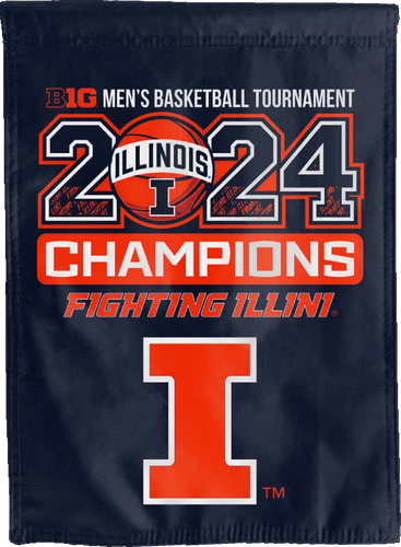 double sided house flag with Illinois Men's basketball Big ten champions logo for man cave decor