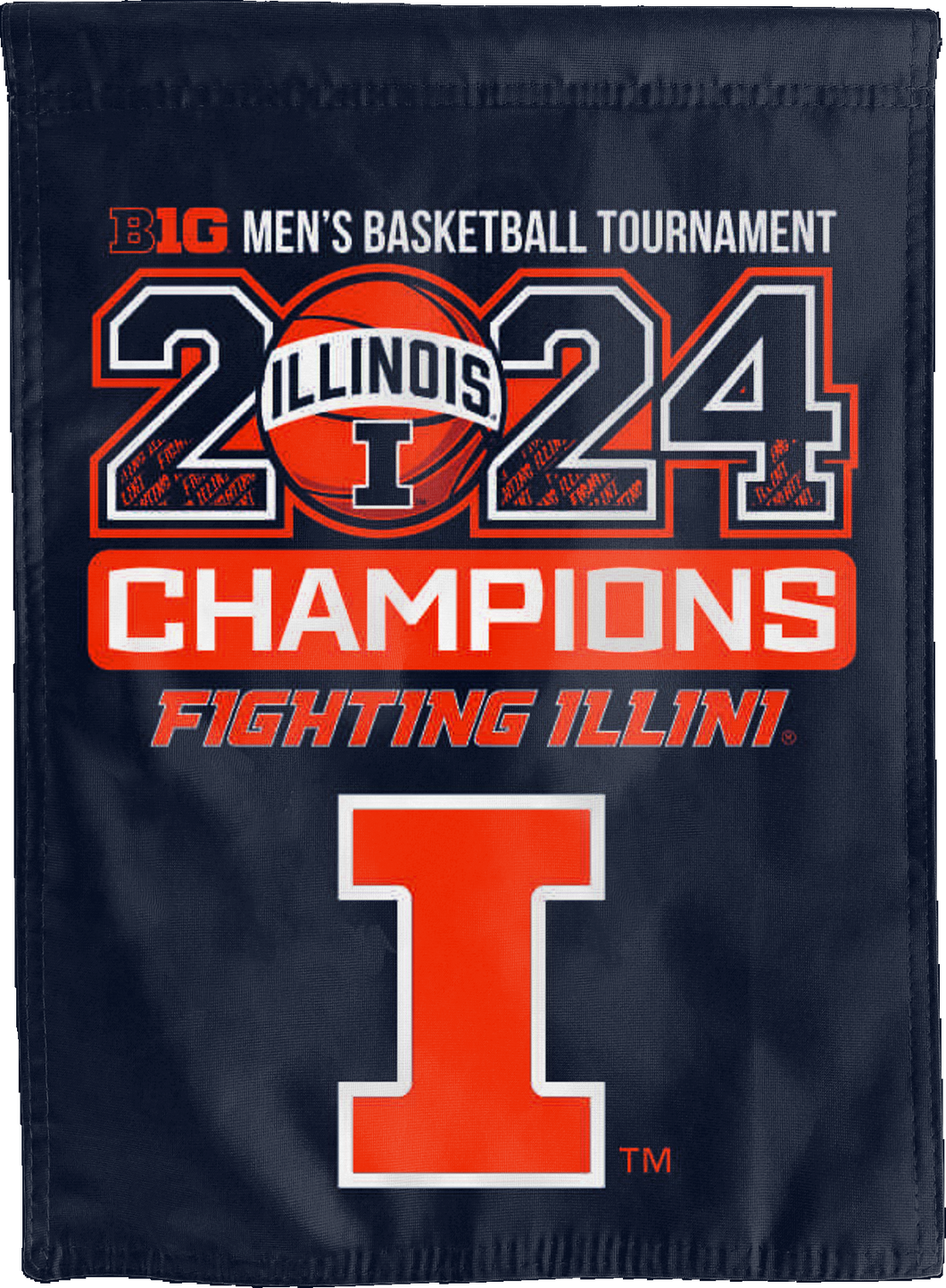 double sided house flag with Illinois Men's basketball Big ten champions logo for man cave decor