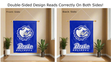 Load image into Gallery viewer, drake bulldogs logo reading correctly on both sides of blue house flag
