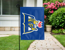 Load image into Gallery viewer, blue drexel university double sided garden flag hung for yard decor
