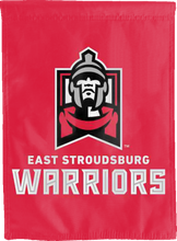 Load image into Gallery viewer, red east stroudsburg warriors double sided house flag for game day decor
