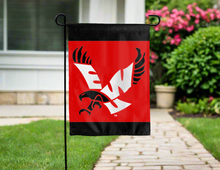 Load image into Gallery viewer, eastern washington university garden flag with EWU logo for yard decor
