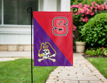 Load image into Gallery viewer, ecu nc state house divided garden flag hung outside for yard decor
