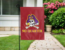 Load image into Gallery viewer, red ecu no quarter double sided garden flag hung outside for yard decor
