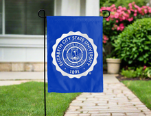 Load image into Gallery viewer, blue elizabeth city state university seal double sided garden flag for yard decor
