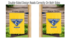 Load image into Gallery viewer, embry riddle arizona logo reading correctly on gold double sided garden flag
