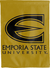 Load image into Gallery viewer, gold emporia state university double sided house flag for college dorm decor
