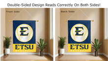 Load image into Gallery viewer, etsu baseball logo reading correctly on both sides of double sided house flag
