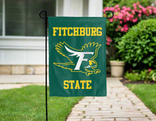 Load image into Gallery viewer, green fitchburg state university double sided garden flag for yard decor
