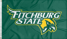 Load image into Gallery viewer, green fitchburg state university falcons flag for college dorm decor
