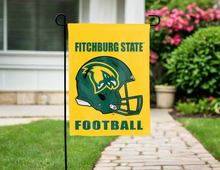 Load image into Gallery viewer, gold fitchburg state football double sided garden flag for yard decor
