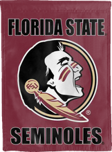 Load image into Gallery viewer, red florida state university double sided house flag for college dorm decor
