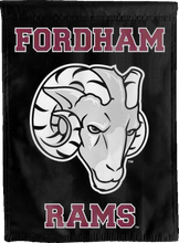 Load image into Gallery viewer, black fordham university rams double sided house flag for game day decor
