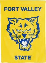Load image into Gallery viewer, gold fort valley state university double sided house flag for game day decor
