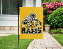 Load image into Gallery viewer, gold framingham state university rams double sided garden flag for yard decor
