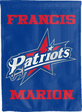 Load image into Gallery viewer, blue francis marion patriots double sided house flag for game day decor
