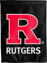 Load image into Gallery viewer, front side of red and black rutgers university double sided house flag for man cave decor
