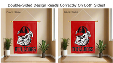 Load image into Gallery viewer, georgia bulldogs logo reading correctly on both sides of red double sided house flag
