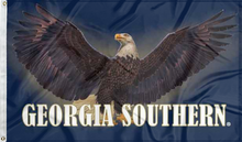 Load image into Gallery viewer, georgia southern university flag with realistic eagle logo for college dorm decor
