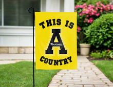 Load image into Gallery viewer, gold double sided garden flag with this is appalachian state country logo for yard decor

