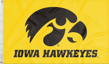 Load image into Gallery viewer, gold university of iowa hawkeyes flag for college dorm decor

