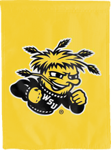Load image into Gallery viewer, gold wichita state university shockers double sided house flag for college dorm decor
