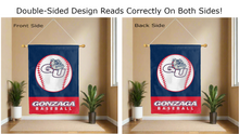 Load image into Gallery viewer, gonzaga baseball logo reading correctly on both sides of double sided house flag
