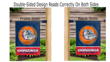 Load image into Gallery viewer, gonzaga basketball logo reading correctly on both sides of garden flag
