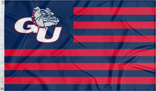 Load image into Gallery viewer, gonzaga bulldogs flag with usa flag style background for college dorm decor
