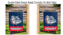 Load image into Gallery viewer, gonzaga university bulldogs logo reading correctly on both sides of garden flag
