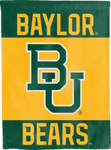 Load image into Gallery viewer, green and gold Baylor bears double sided house flag for college dorm decor
