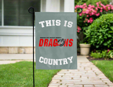 Load image into Gallery viewer, grey garden flag with this is minnesota state university moorhead dragons country logo for yard decor
