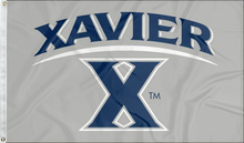 Load image into Gallery viewer, grey xavier university flag for college dorm decor
