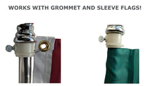 Load image into Gallery viewer, grommet flag and sleeve flag attached to stainless steel flag pole
