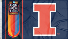 Load image into Gallery viewer, illinois men's basketball flag with 2026 march madness final four logo for college dorm decor
