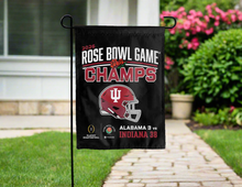 Load image into Gallery viewer, black indiana football rose bowl champions garden flag for yard decor
